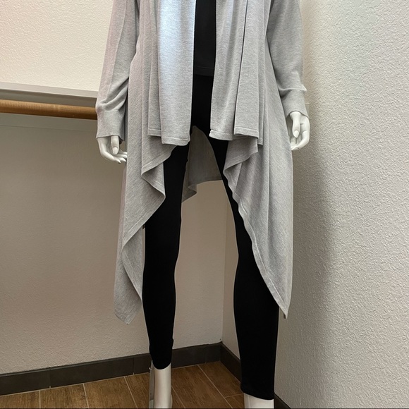 CHICO’S Harper Drape Cardigan Heather Gray | Sz 2/L/12 - Picture 3 of 6
